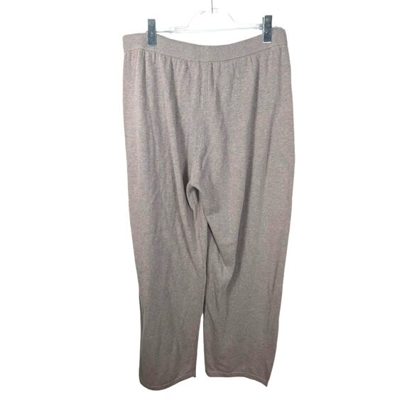 Poetry Knitwear Pull On Drawstring Pants Tan Wide Leg Cotton Knit Minimalist 14 - Picture 2 of 8